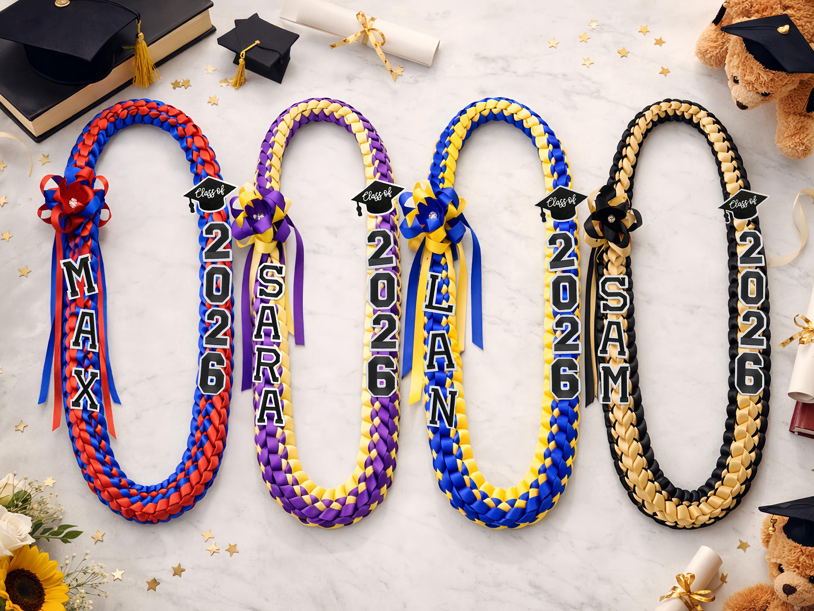 Personalized Graduation Lei With Name, Graduation Lei, 2026 Ribbon Lei, Satin Grad Lei, Senior Graduation Gift, Gift For Graduate