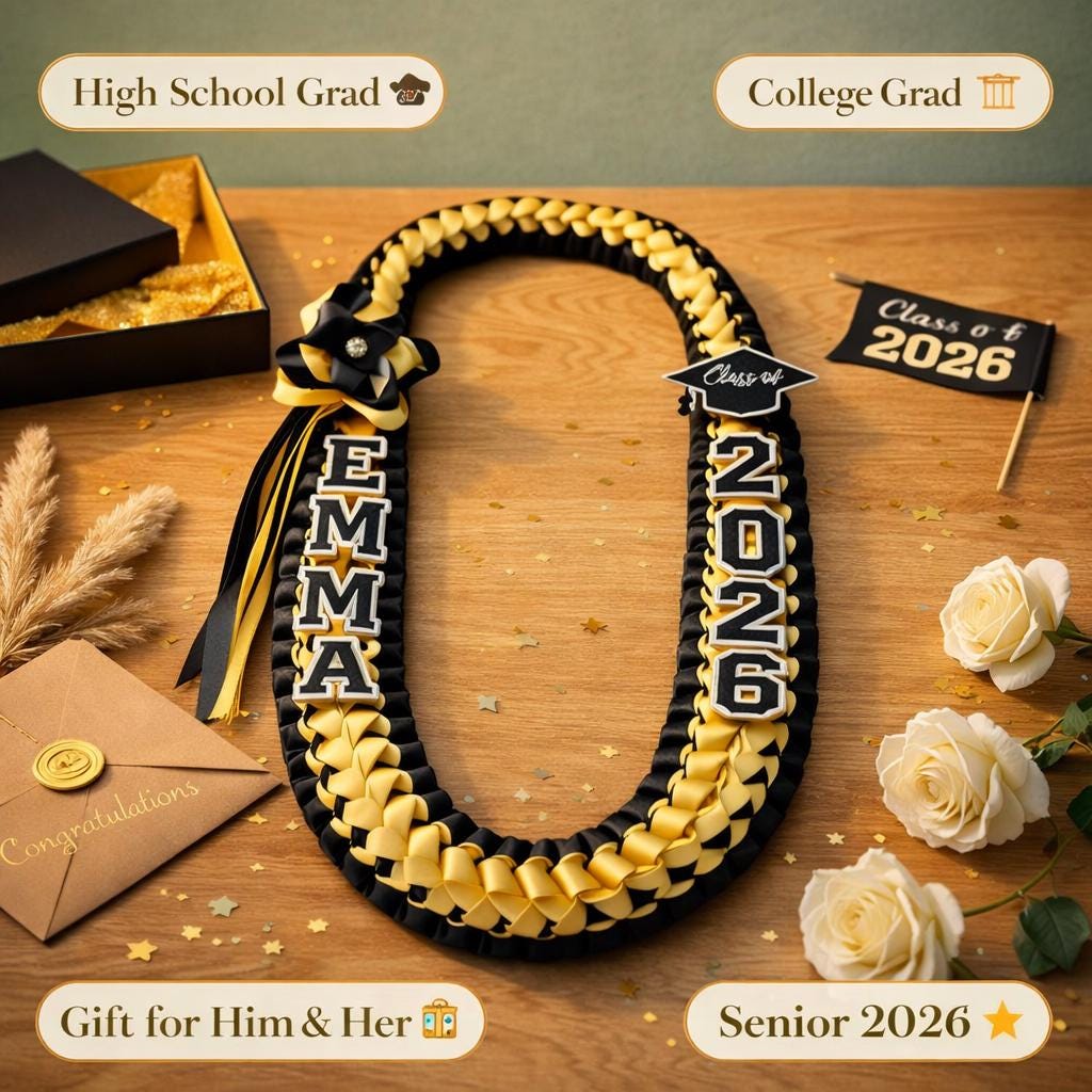 Personalized Graduation Lei 2026, Custom Name Ribbon Lei, Satin Grad Lei, Senior Graduation Gift, Class Of 2026 Gift For Graduate