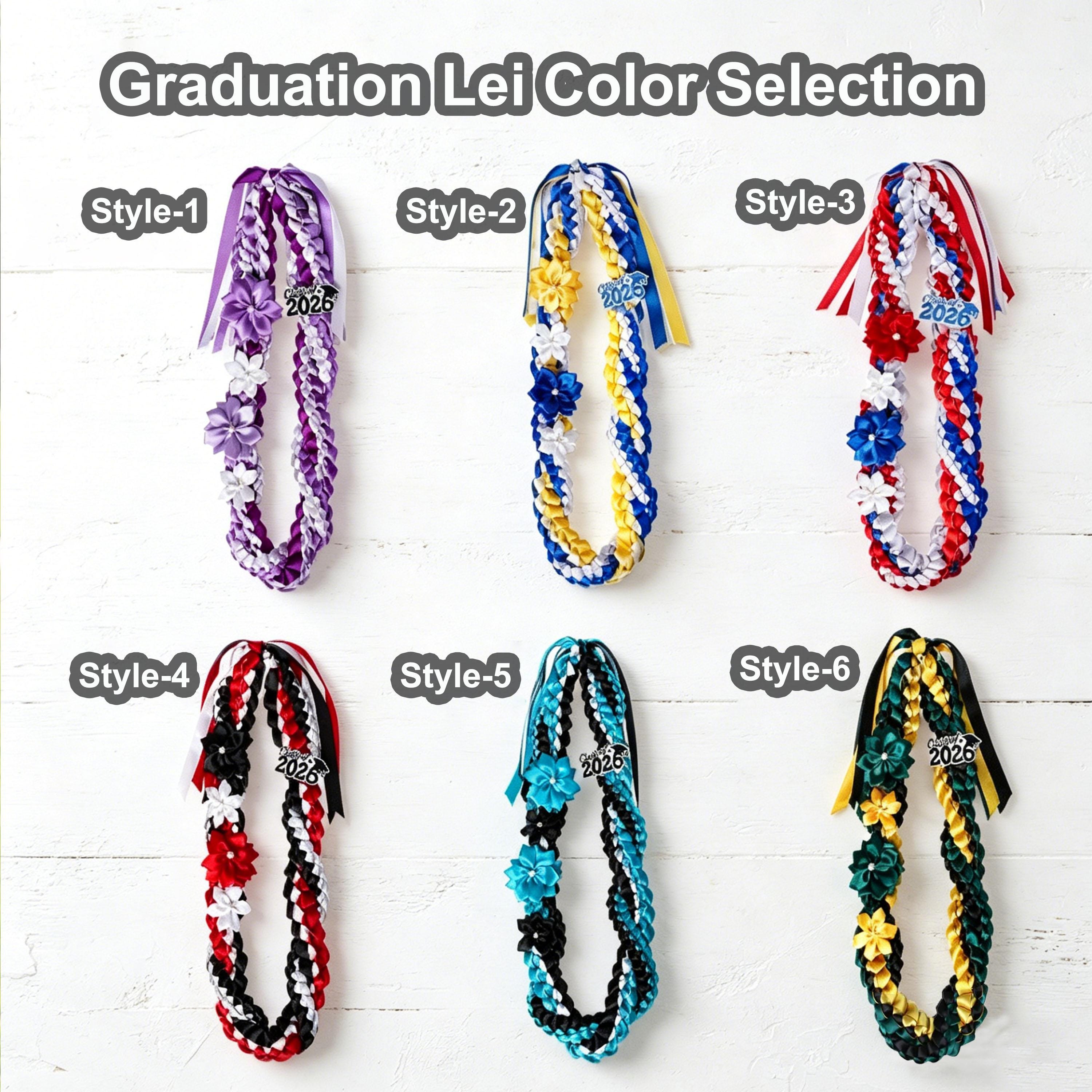 Personalized Double Braided Ribbon Lei, Custom Grad Cap, Class Of 2026 Graduation Gift