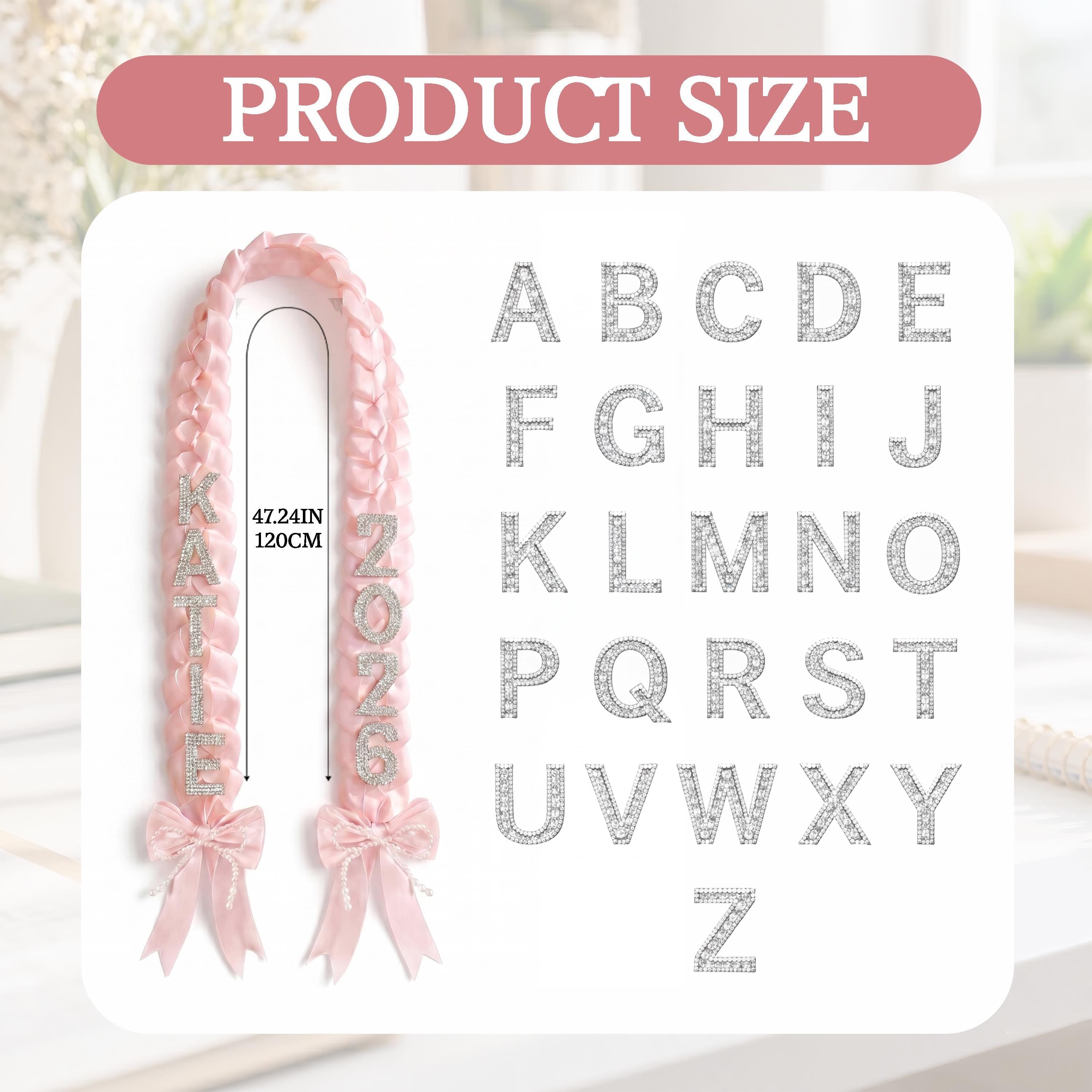 Handmade Satin Ribbon Graduation Stole, Ribbon & Fabric Lei, Custom Grad Sash With Rhinesrone Letters, Senior Photo Prop