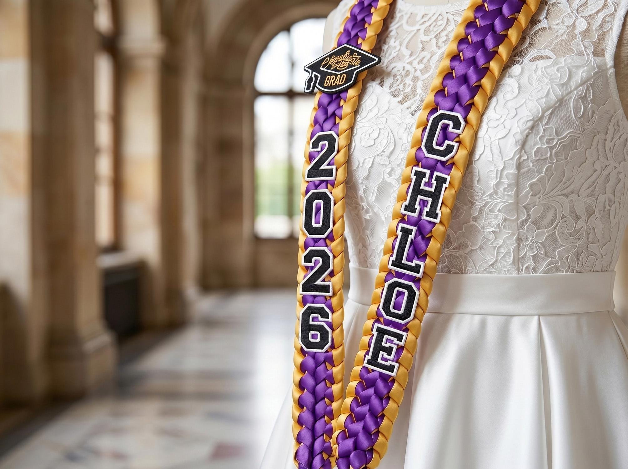 Personalized Graduation Lei 2026, Custom Name Ribbon Lei, Class Of 2026, Graduation Gift, Satin Handmade Grad Lei, Senior Night Gift
