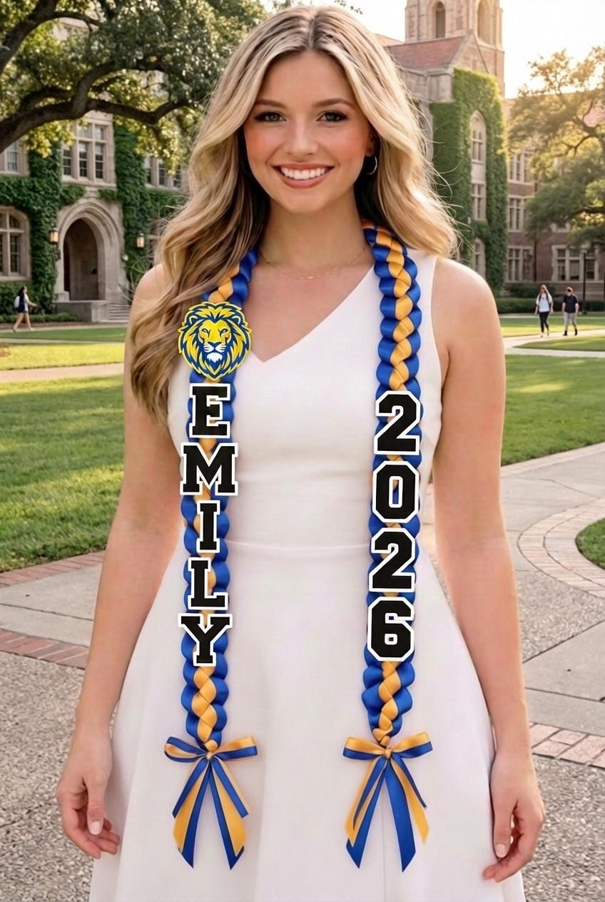 Custom Your Design Logo Graduation Lei, Personalized Ribbon Lei, Class Of 2026 Graduation Lei, Class Of 2026 Graduation Lei, Graduation Gift