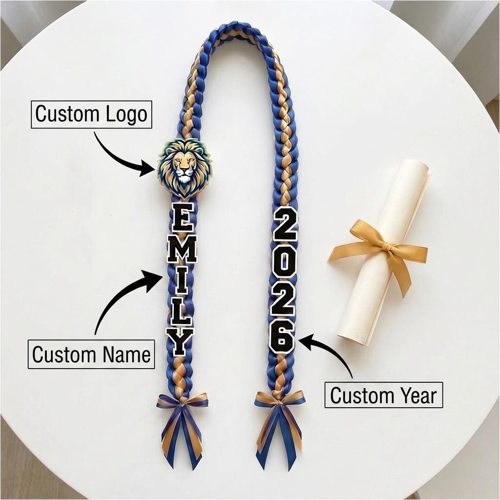 Custom Your Design Logo Graduation Lei, Personalized Ribbon Lei, Class Of 2026 Graduation Lei, Class Of 2026 Graduation Lei, Graduation Gift