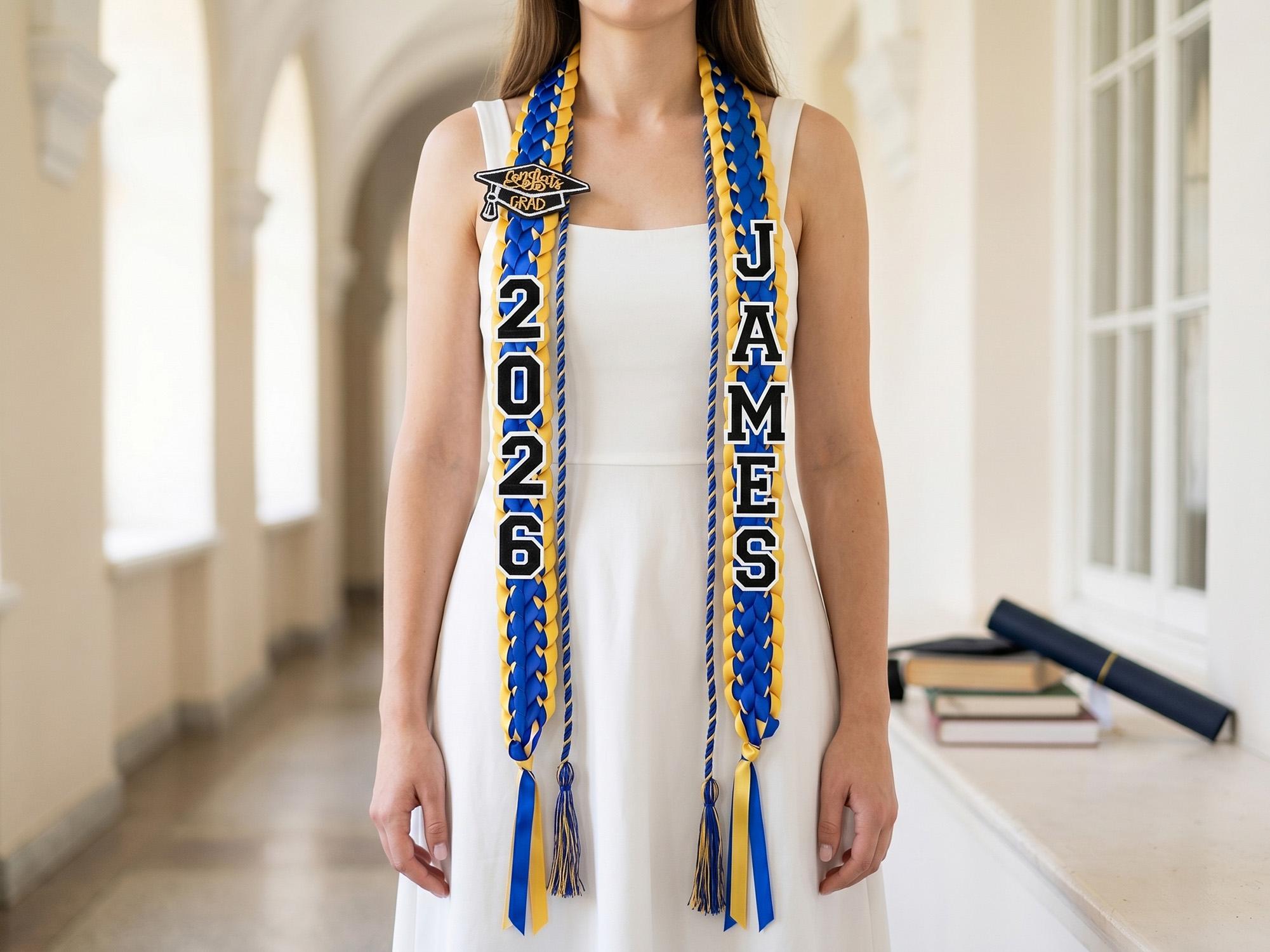 Personalized Graduation Lei 2026, Custom Name Ribbon Lei, Class Of 2026, Graduation Gift, Satin Handmade Grad Lei, Senior Night Gift