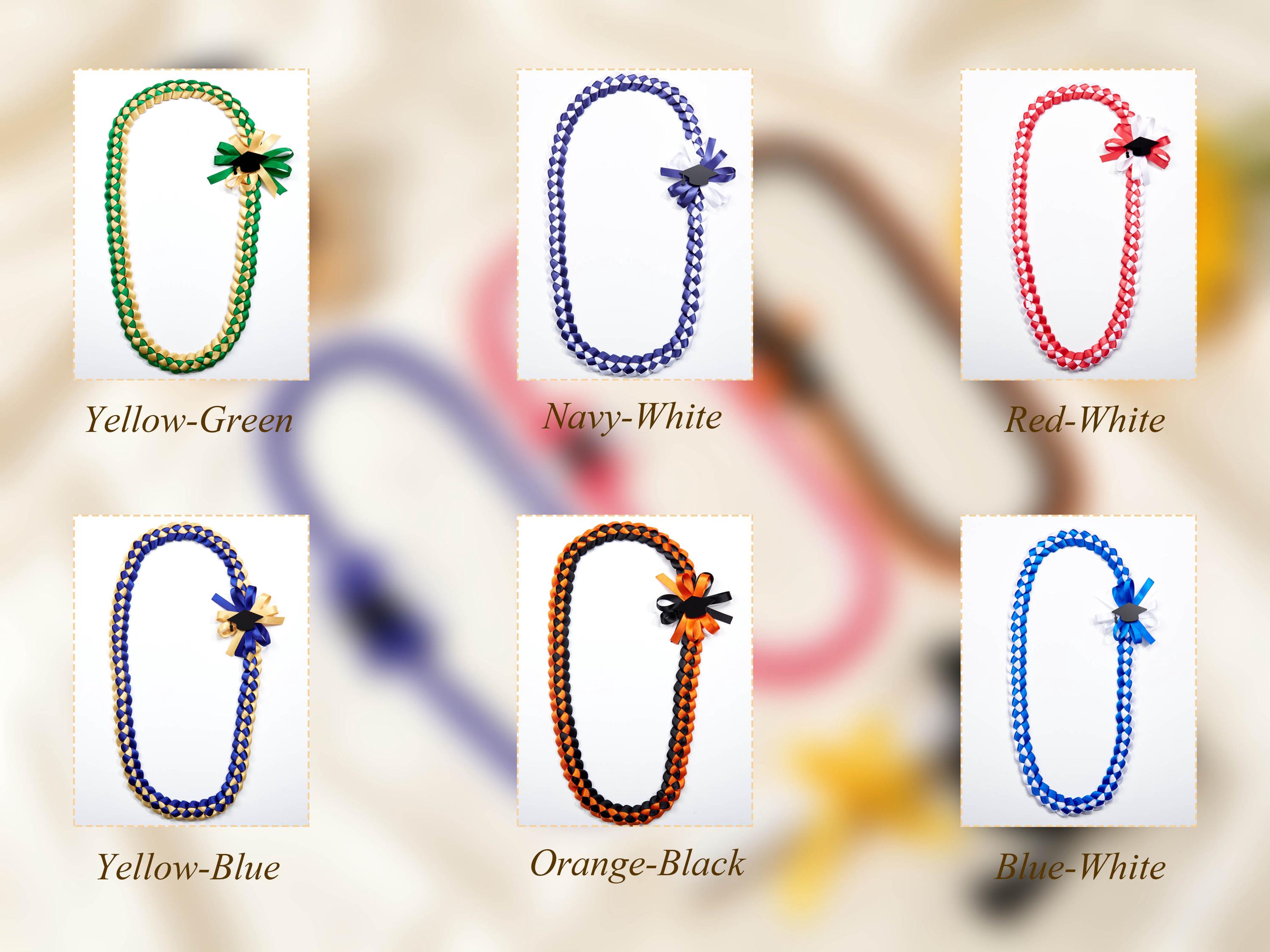 Ersonalized Tri-color Graduation Lei , Custom Ribbon Colors, Class Of 2026 , Acrylic Grad Cap Charm Keepsake,double Braided